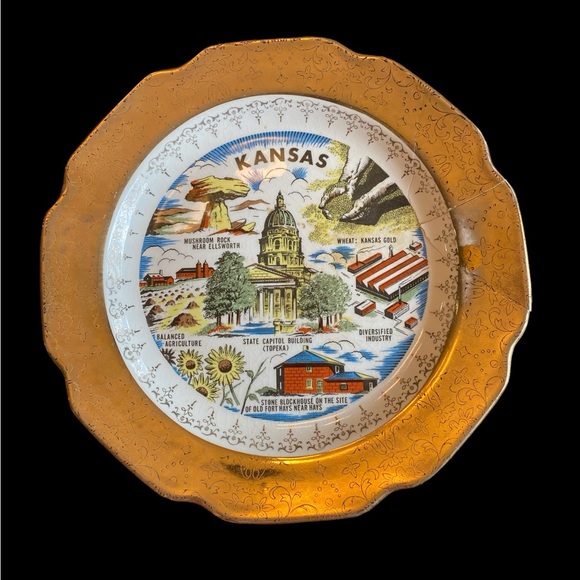 Sabin Other - Vintage Kansas Sabin Crest-O-Gold Collector Plate 9.25" READ AS IS